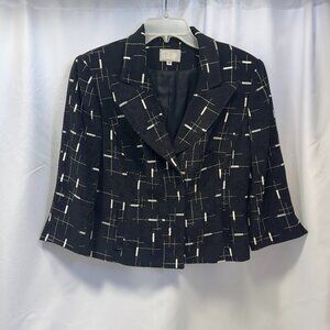 Alberto Makali Black & White Ladies Size 10 Short Jacket False Pockets Snap Butt